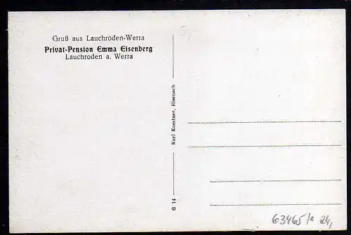 63465 AK Lauchröden Wera Privat Pension Emma Eisenberg um 1930