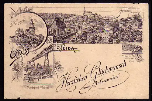 63317 AK Weida Vorläufer um 1895 Oschützthal Viadukt Restaurant Alpenrose