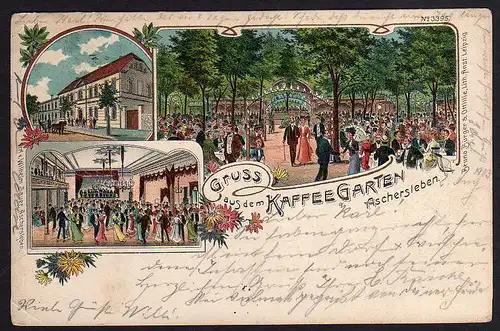 63299 Litho Aschersleben Kaffeegarten Restaurant 1903