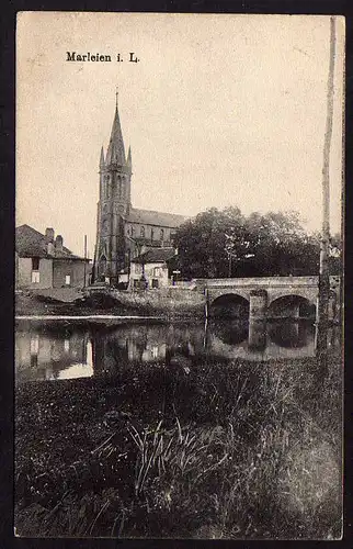 60259 AK Marleien Marly (Moselle) 1917 Feldpost Kirche Brücke