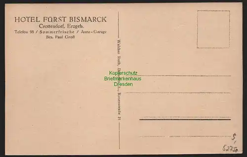 52750 AK Crottendorf Erzgebirge um 1920 Hotel Fürst Bismarck