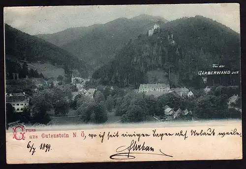 52671 AK Gutenstein Niederösterreich Vorderbruck 1899 von der Gärberwand aus