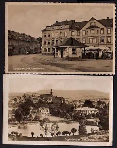 52710 2 AK Dippoldiswalde Obertorplatz Hoptel Roter Hirsch 1941 Panorama 1940