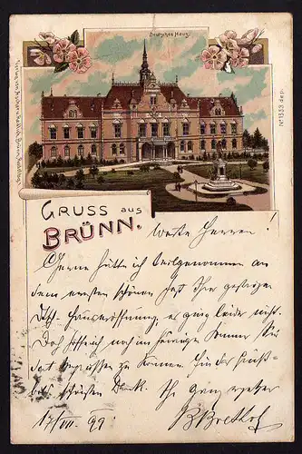 52666 AK Brünn Brno Litho 1899 Deutsches Haus