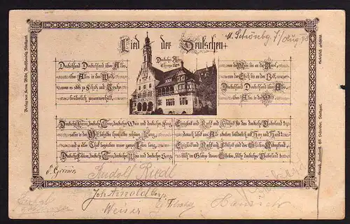 52669 AK Deutsches Haus Chicago 1893 Lied der Deutschen Verlag Wildt Stuttgart