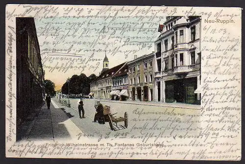 51136 AK Neuruppin 1903 Friedrich Wilhelmstrassemit Th. Fontanes Geburtshaus