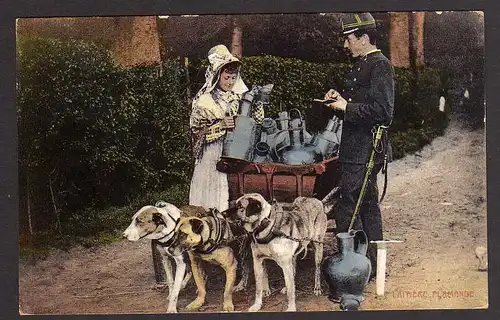 50693 AK Laitiere Flamande Hunde Wagen Polizist Gendarm 1915