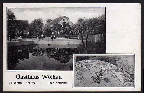 50890 AK Wölkau 1954 Gasthaus Mittelpunkt d. Welt üb.