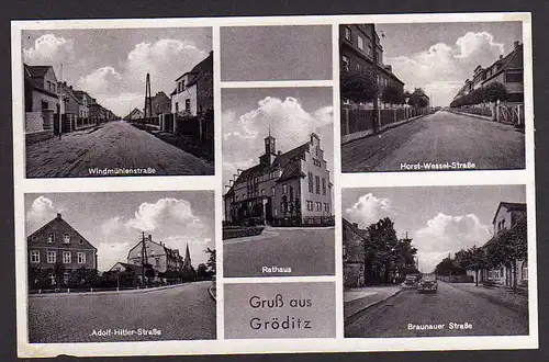 50573 AK Gröditz Gasthof Richter Windmühlenstraße Straßen um 1940