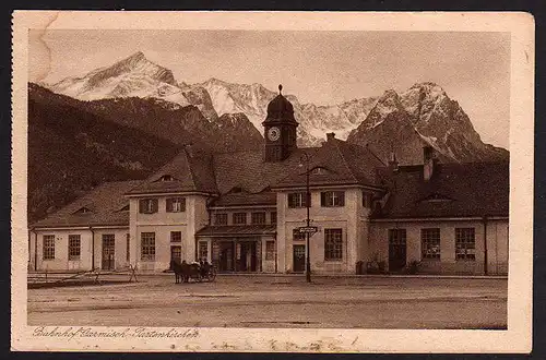 50288 AK Garmisch Partenkirchen Bahnhof Alpspitze Hölle um 1930