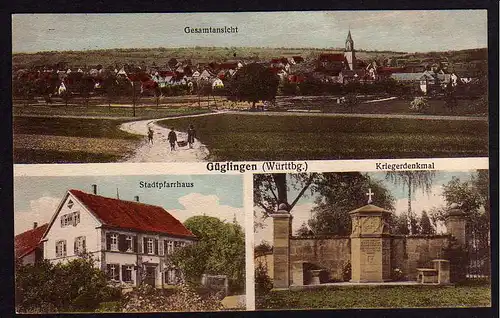 50561 AK Güglingen 1931 Stadtpfarrhaus Kriegerdenkmal