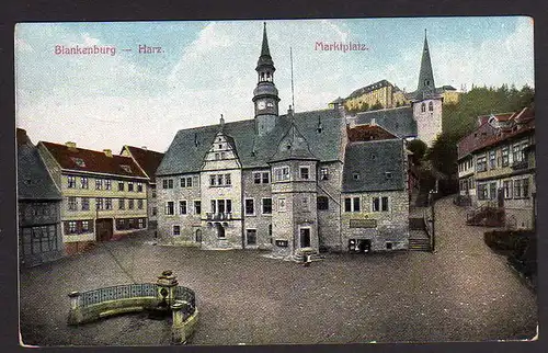 50242 AK Blankenburg Harz Markt Harz Zahnrad Bahn um 1912