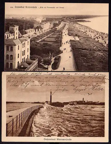 50382 2 AK Warnemünde Promenade Strand um 1910 Mole 1924