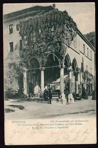 39645 AK Heidelberg 1904 Die Brunnenhalle am Soldatenbau