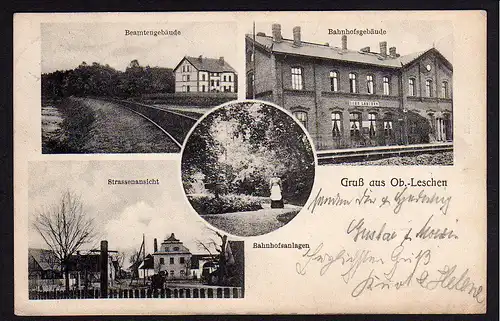 37210 AK Oberleschen Bahnhof Leszno Gorne 1907 Beamtengebäude Strassenansicht