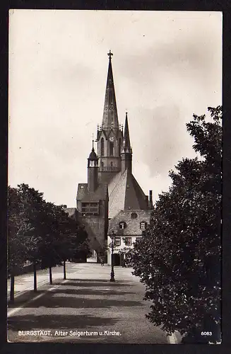 36570 AK Burgstädt Fotokarte Alter Seigerturm u. Kirche Stempel Heimatfest 1929