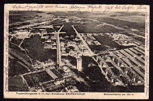 36589 AK Grafenwöhr 1917 Feldpost Truppenübungsplatz Ballonaufnahme aus 100 m