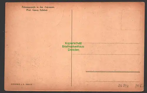 36942 AK Fahnenparade in den Argonnen Künstlerkarte Prof. Georg Schöbel um 1915