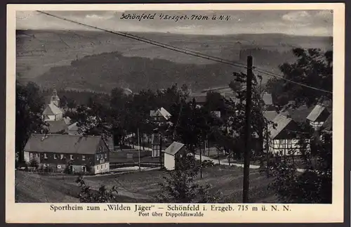 36044 AK Sportheim zum wilden Jäger Schönfeld i. Erzgeb. Um 1930