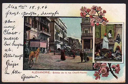 36323 AK Alexandrie Entree de la rue Cherif Pacha 1906