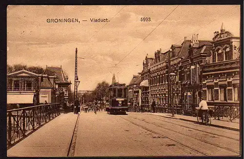 35756 AK Groningen Viaduct Straßenbahn 1911