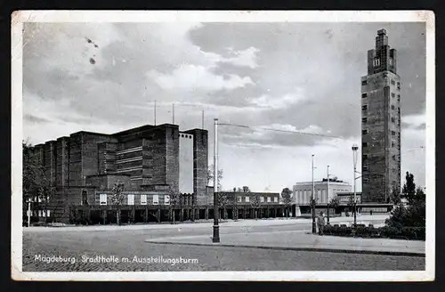 35665 AK Magdeburg Stadthalle Ausstellungsturm 1942