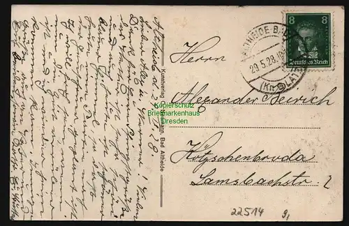 22514 AK Bad Altheide Kr. Glatz , gelaufen 1928,  Verlag : C. Neumann