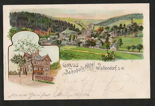 21848 AK Wallendorf S.-M. Gruss vom Bahnhofs Hotel 1901
