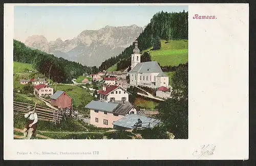 21785 AK Ramsau mit Kirche um 1905