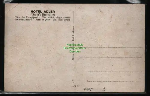 20835 AK Bad Kissingen um 1920 Hotel Adler Berliner Platz