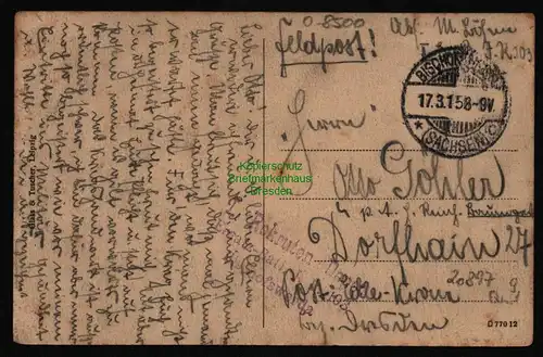 20897 AK Bischofswerda 1915 Albertstrasse Feldpost Rekrutendepot