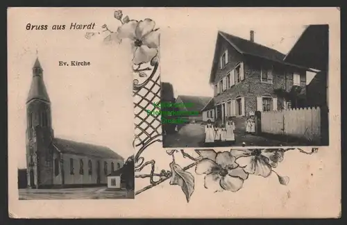 154017 AK Hœrdt Hördt Elsass Ev. Kirche Wohnhaus 1917