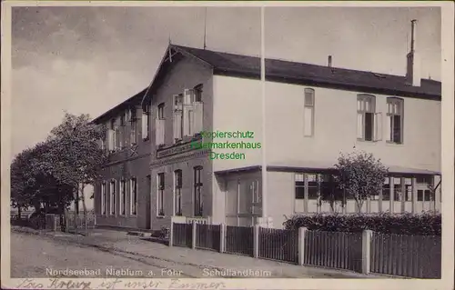 152536 AK Nieblum a. Föhr 1931 Schullandheim Straßenseite