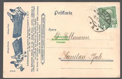152296 AK Markenhaus Rudolf Friedel Wien 1910 Reklame für Schaubek Briefmarken