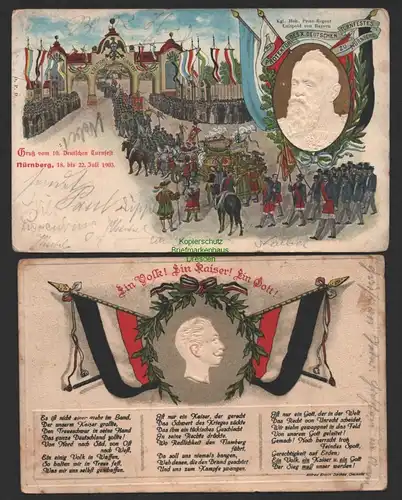 151893 2 AK Nürnberg 1903 Gruß vom 10. Deutschen Turnfest Luitpold von Bayern