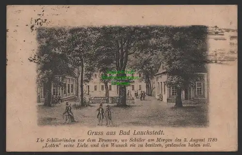 151941 AK Bad Lauchstädt 1924 Schillerlinden vor dem Brunnen