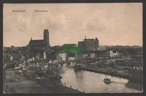 152103 AK Wismar panorama Hafen 1913 Verlag Friedrich Weber