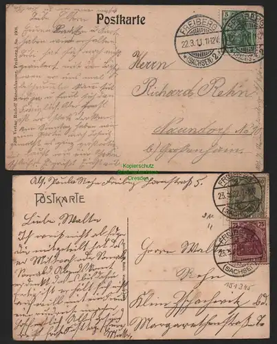 151345 2 AK Freiberg Sachsen Untere Kesselgasse Donatsgasse Donatsturm 1911