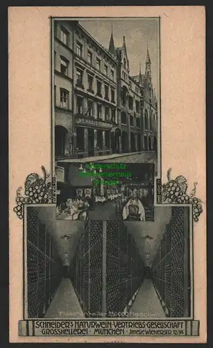 151424 AK München 1932 Weinhaus Schneider Marienplatz Burgstrasse Großkellerei