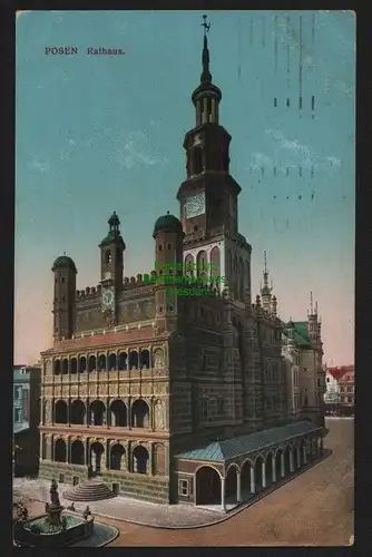 150726 AK Posen Rathaus 1915 Feldpost Zensur Lörrach XIV. Armeekorps