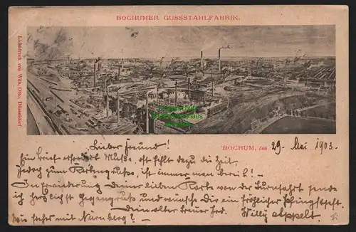 150756 AK Bochum Gussstahlfabrik 1903 Fabrikansicht Künstlerkarte