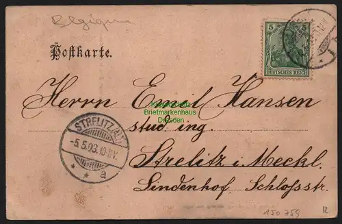 150759 AK Eupen 1903 Unterstadt mit Weser Wallonien Belgien