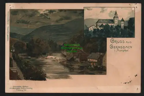 150822 AK Gernsbach Murgtal 1898 Litho Künstlerkarte
