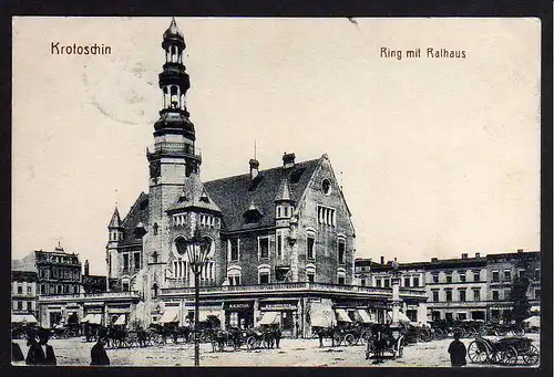 68396 AK Krotoschin Ring mit Rathaus 1916