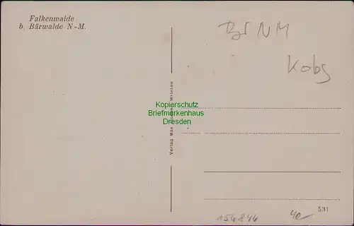 156846 AK Falkenwalde bei Bärwalde N.-M. um 1910