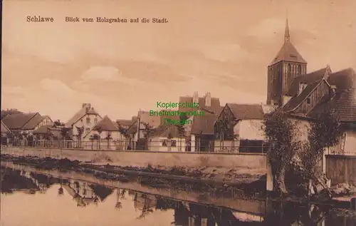 156979 AK Slawno Schlawe Blick vom Holzgeraben auf die Stadt um 1920
