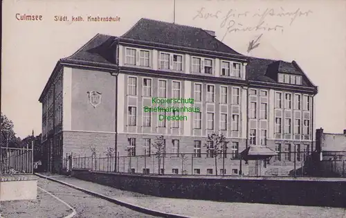 156948 AK Culmsee 1919 Chelmza Städt. Knabenschule