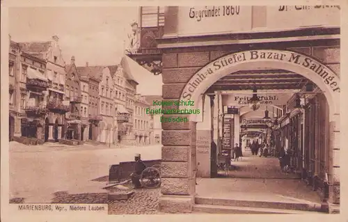 156985 AK Marienburg Wpr. 1910 Niedere Lauben Schuh & Stiefel Bazar M. Salinger