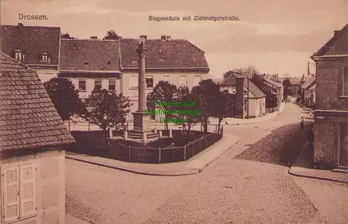 156873 AK Drossen Osno Lubuskie Siegessäule Zielenziger Strasse Denkmal um 1920