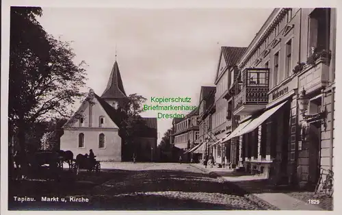 156961 AK Gwardeisk Tapiau um 1935 Markt Kirche Modewaren Geschäft